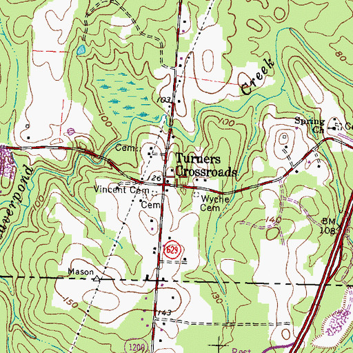 Topographic Map of Turners Crossroads, VA