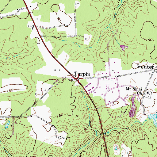 Topographic Map of Turpin, VA
