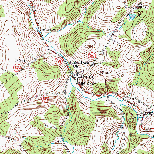 Topographic Map of Union, VA