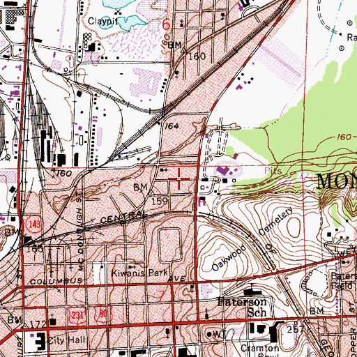 Topographic Map of Clisby Park, AL