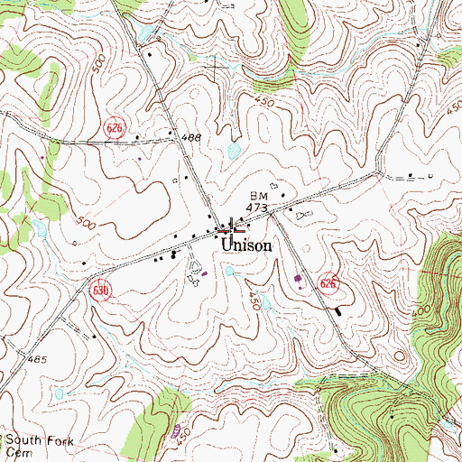 Topographic Map of Unison, VA