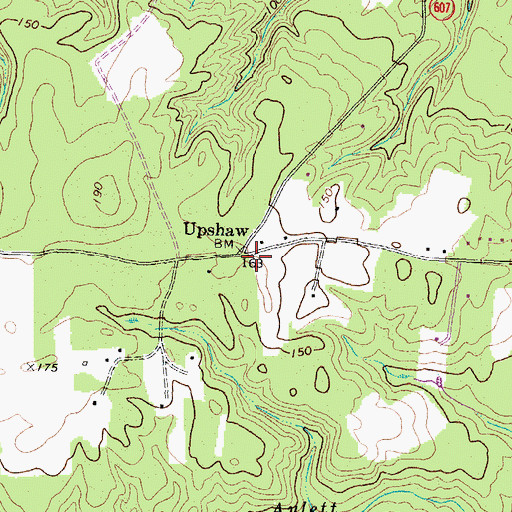 Topographic Map of Upshaw, VA