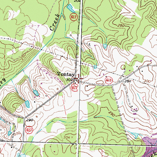 Topographic Map of Vontay, VA
