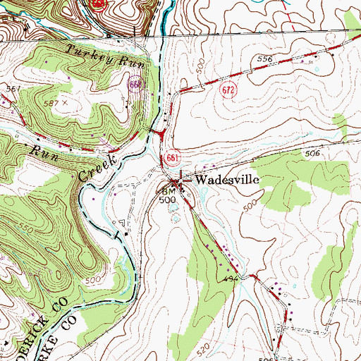 Topographic Map of Wadesville, VA
