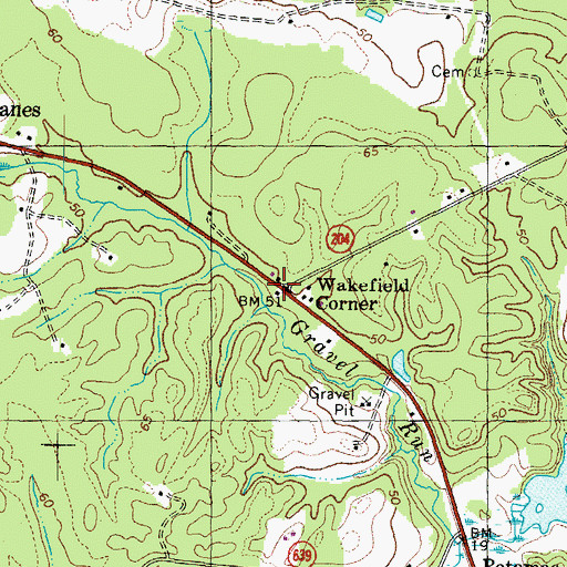 Topographic Map of Wakefield Corner, VA