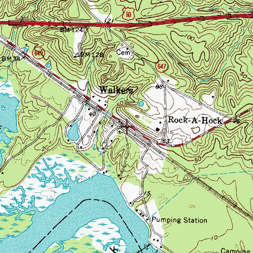 Topographic Map of Walkers, VA