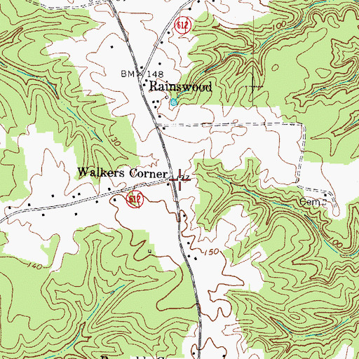 Topographic Map of Walkers Corner, VA