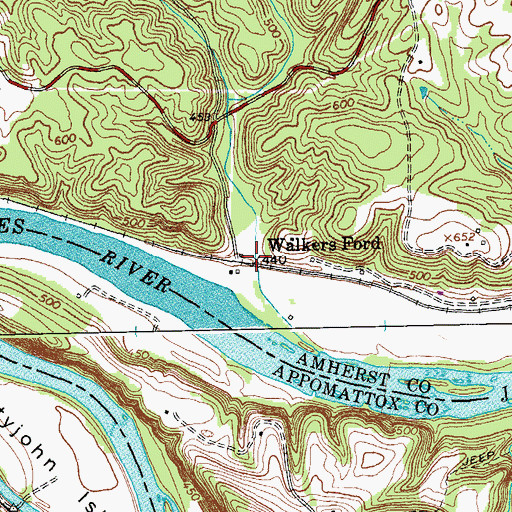 Topographic Map of Walkers Ford, VA