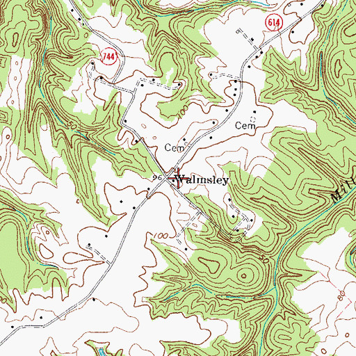 Topographic Map of Walmsley, VA