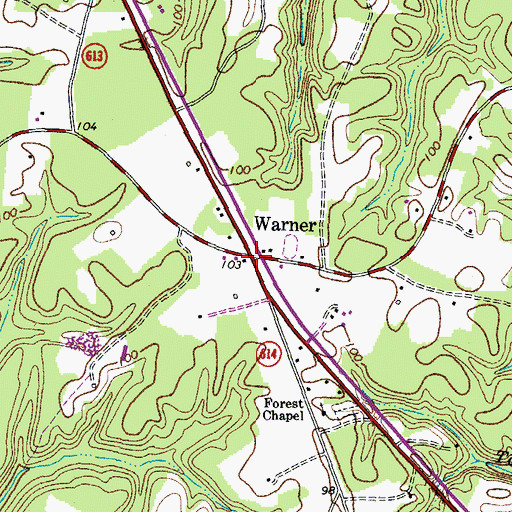 Topographic Map of Warner, VA