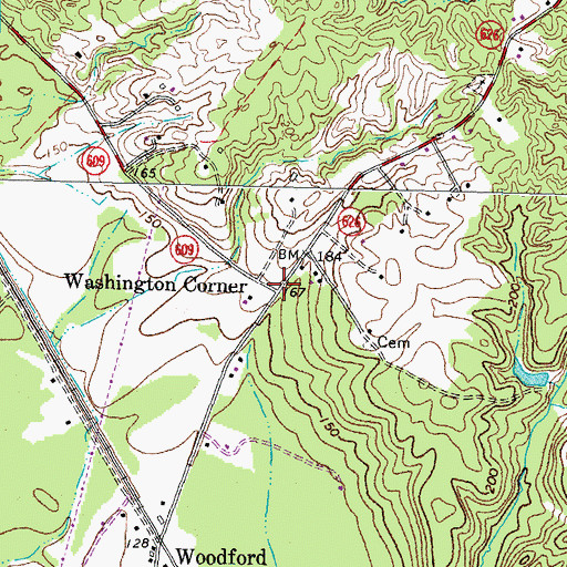 Topographic Map of Washington Corner, VA
