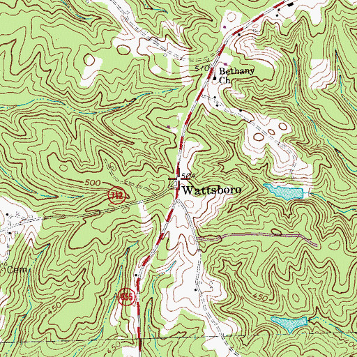 Topographic Map of Wattsboro, VA