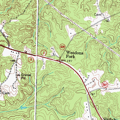 Topographic Map of Weedons Fork, VA
