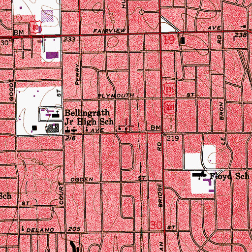 Topographic Map of Cloverdale Church of Christ, AL