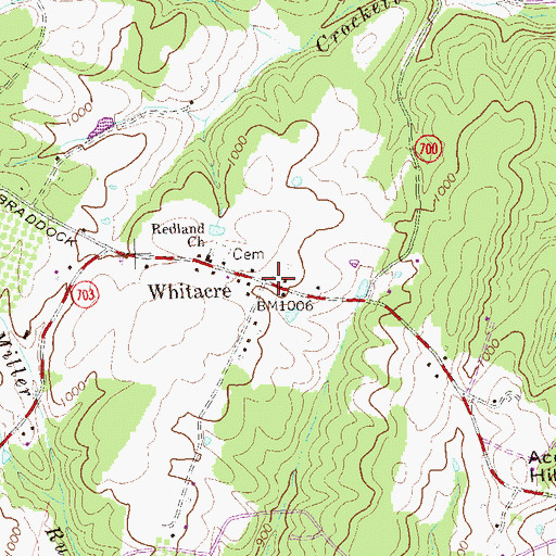 Topographic Map of Whitacre, VA