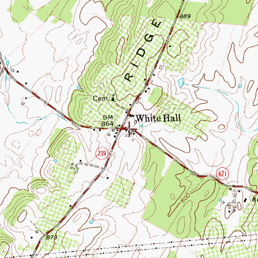 Topographic Map of White Hall, VA