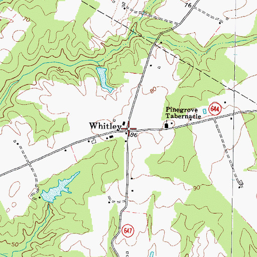 Topographic Map of Whitley, VA