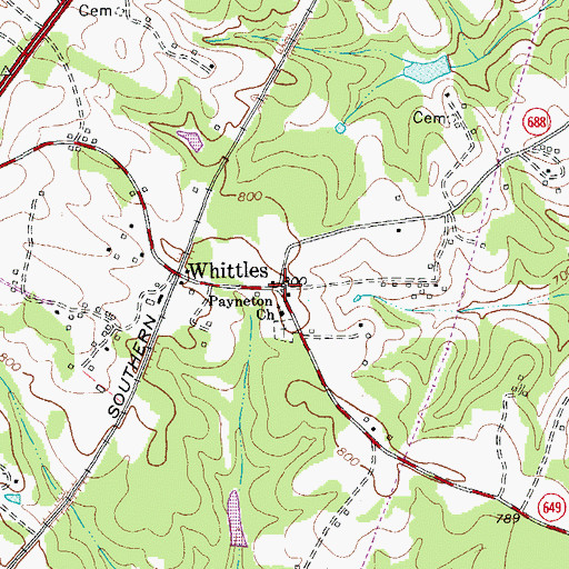 Topographic Map of Whittles, VA
