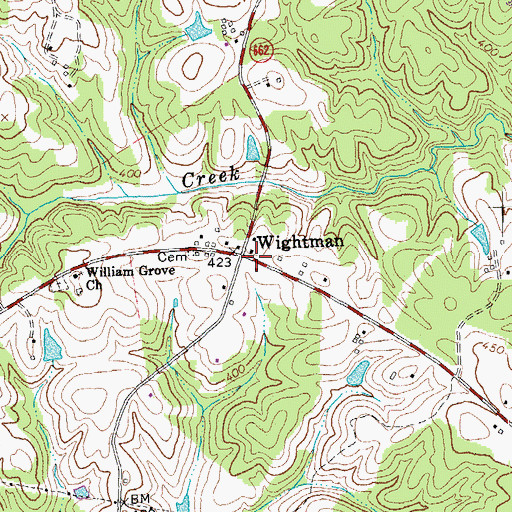 Topographic Map of Wightman, VA