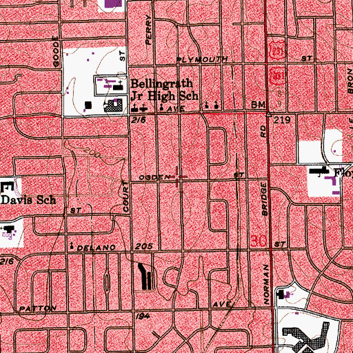 Topographic Map of Cloverland, AL