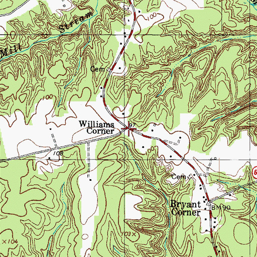 Topographic Map of Williams Corner, VA