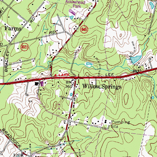 Topographic Map of Willow Springs, VA