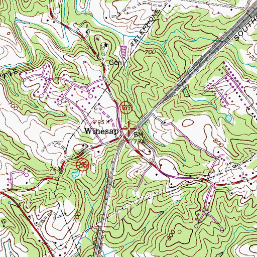 Topographic Map of Winesap, VA