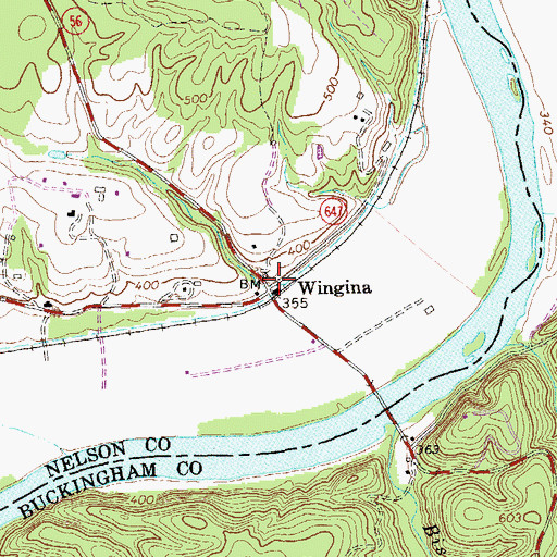 Topographic Map of Wingina, VA