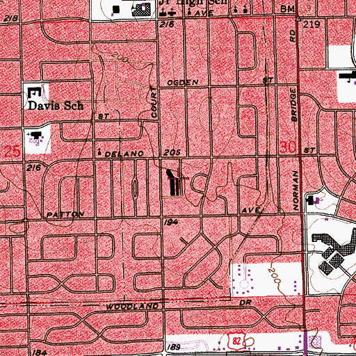 Topographic Map of Cloverland Shopping Center, AL