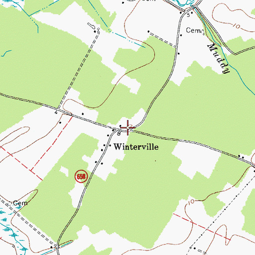 Topographic Map of Winterville, VA