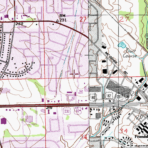 Topographic Map of Clubview Estates, AL
