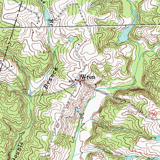 Topographic Map of Wren, VA
