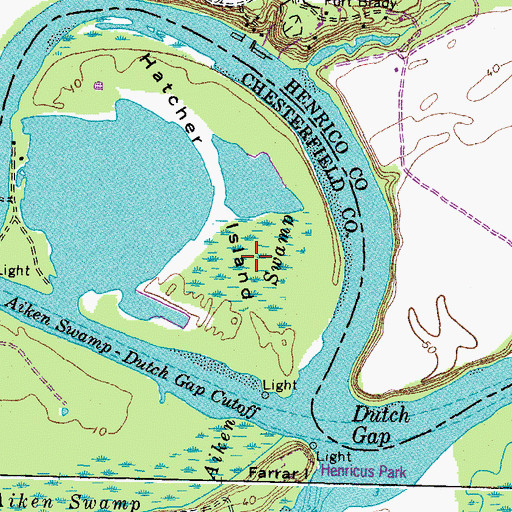Topographic Map of Aiken Swamp, VA