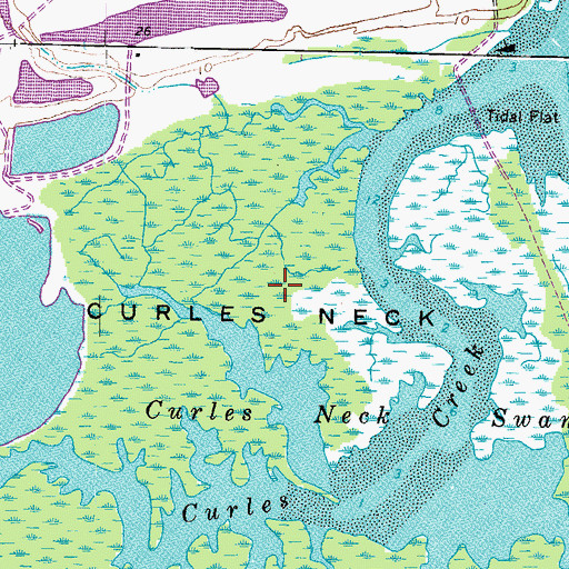 Topographic Map of Curles Neck, VA
