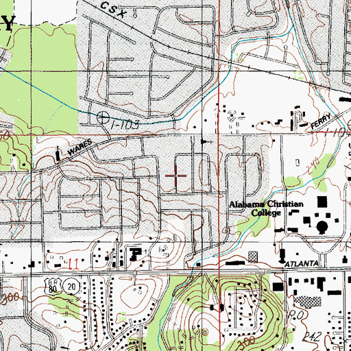 Topographic Map of College Grove, AL