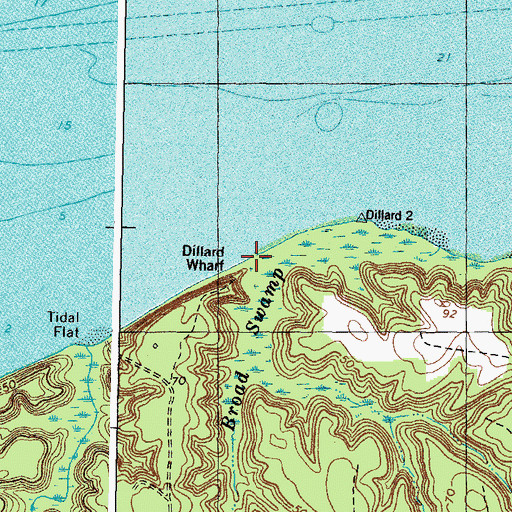 Topographic Map of Dillard Wharf, VA