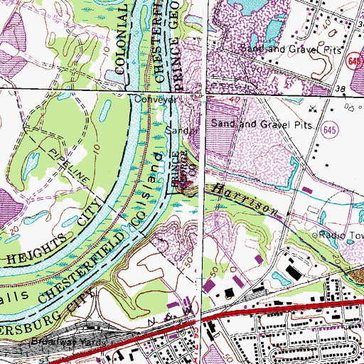 Topographic Map of Harrison Creek, VA