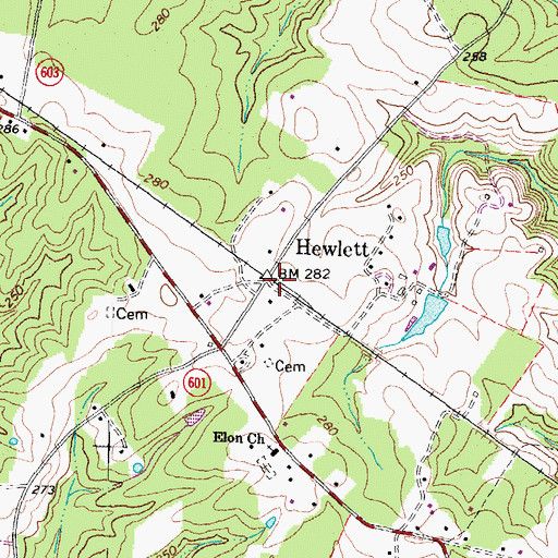 Topographic Map of Hewlett, VA