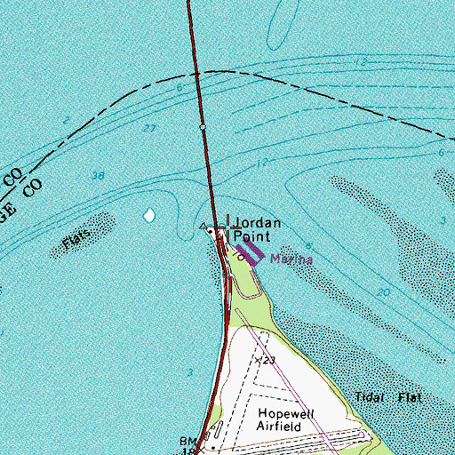 Topographic Map of Jordan Point, VA