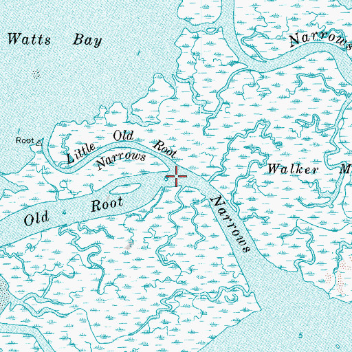 Topographic Map of Old Root Narrows, VA