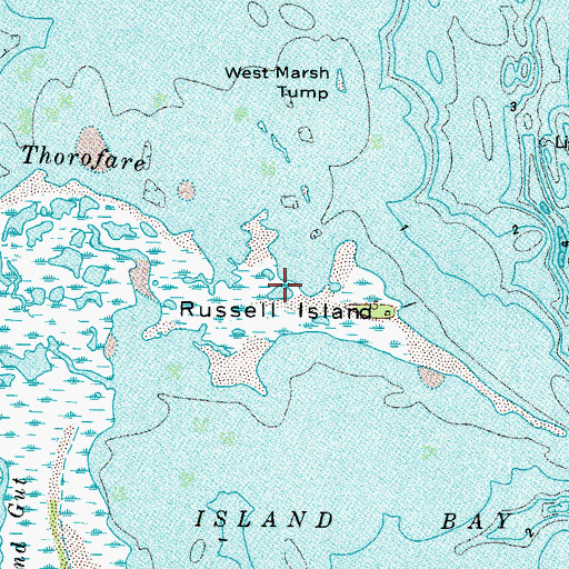 Topographic Map of Russell Island, VA