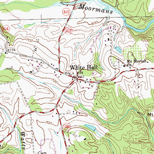 Topographic Map of White Hall, VA