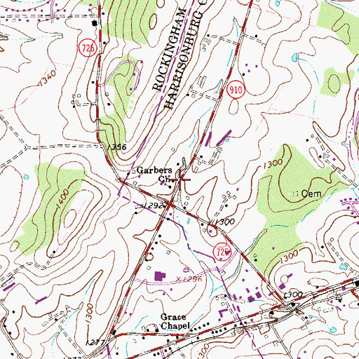 Topographic Map of Garbers Church, VA