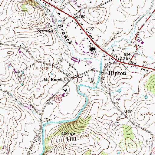 Topographic Map of Mount Horeb Church, VA