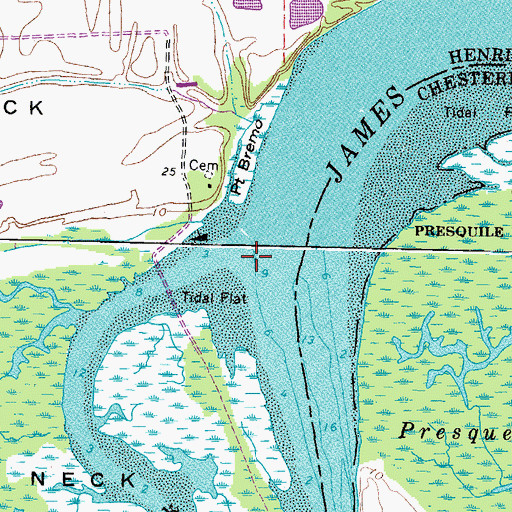 Topographic Map of Curles Creek, VA