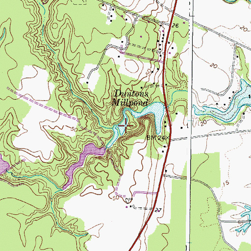 Topographic Map of Duntons Millpond, VA