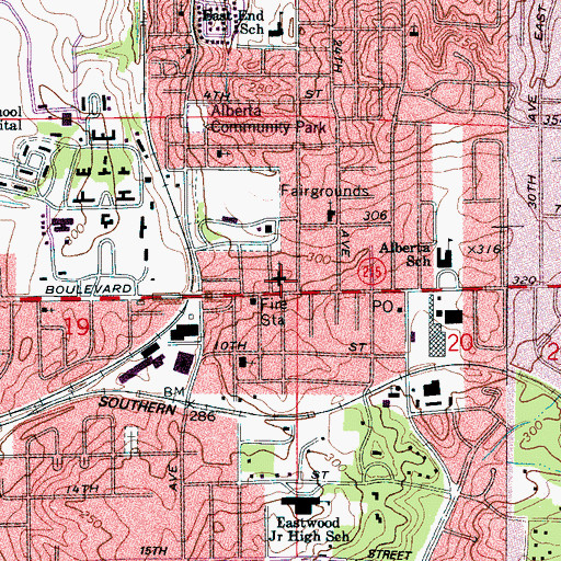 Topographic Map of Alberta Baptist Church, AL