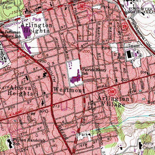 Topographic Map of Arlington Career Center, VA