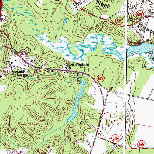 Topographic Map of Howards Mill, VA