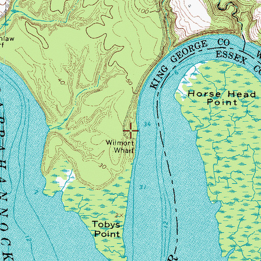 Topographic Map of Wilmot, VA